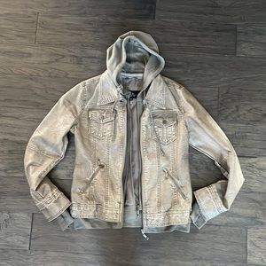 Moto jacket with hood